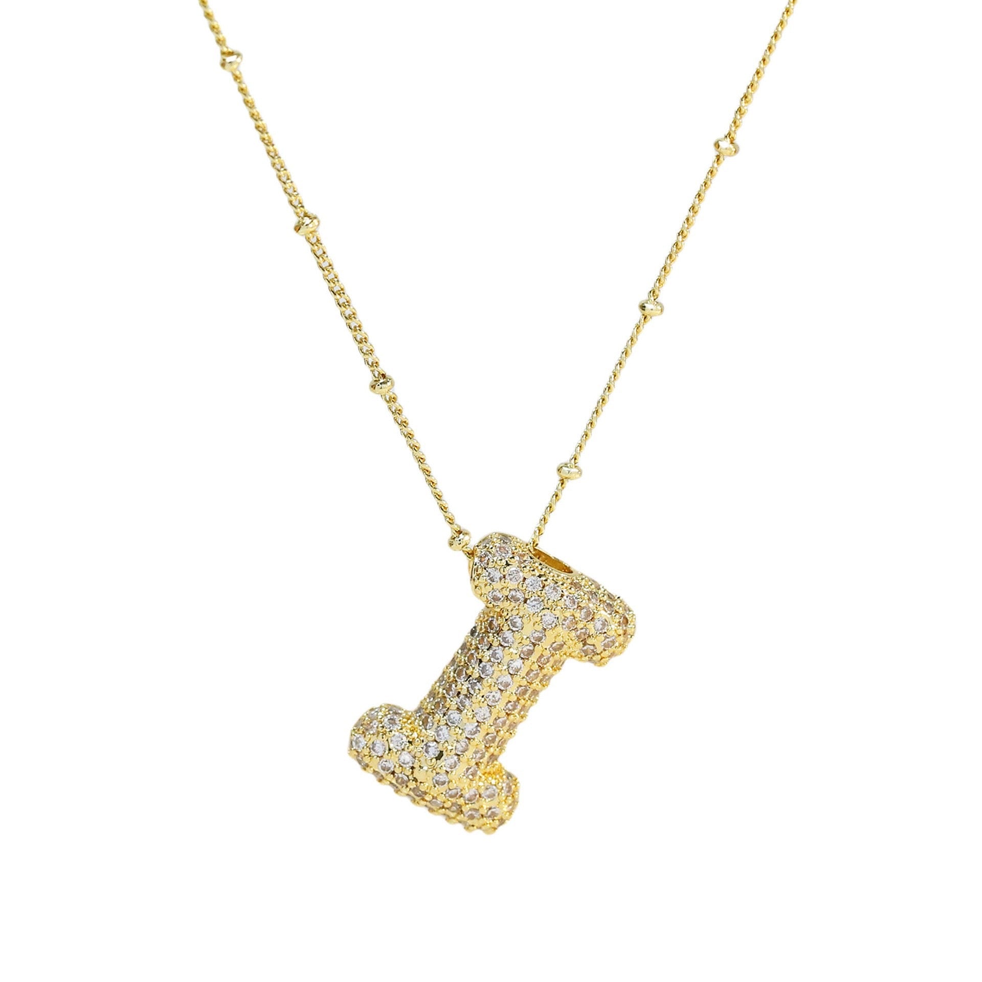 Collar Inicial Grande Brillos Oro Laminado