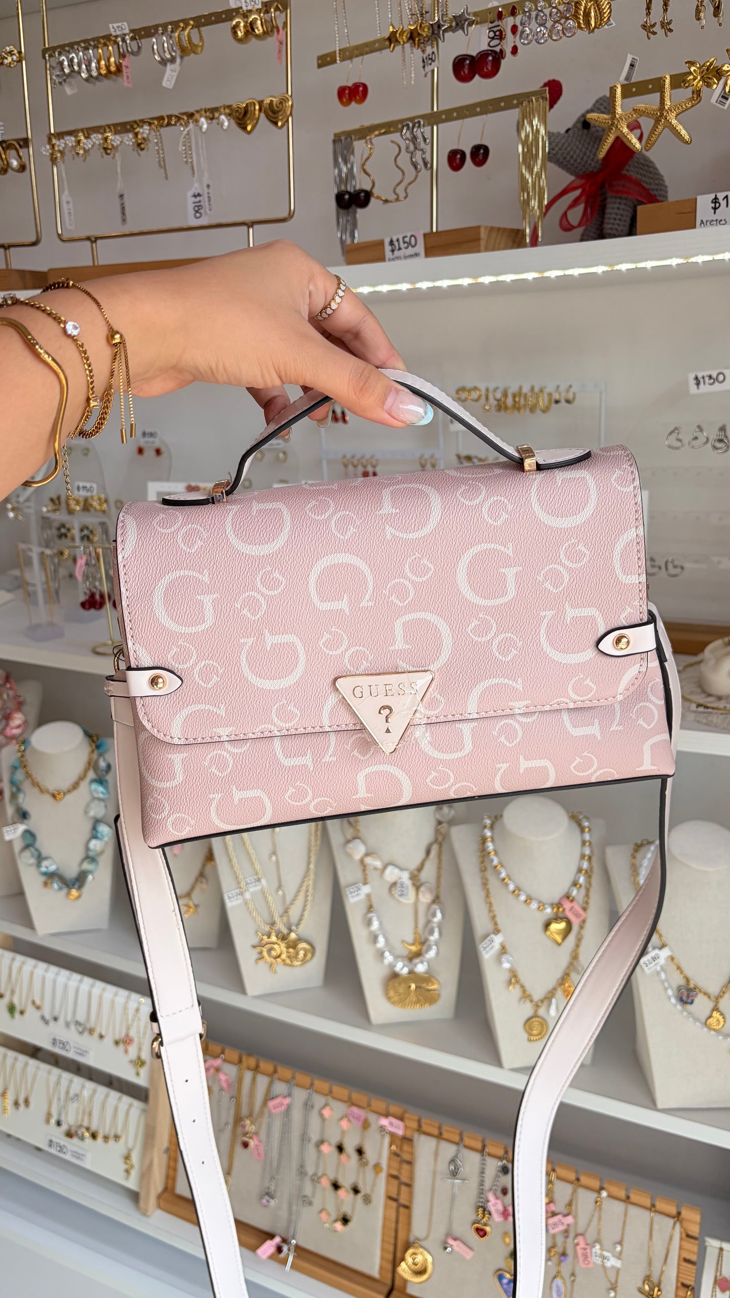 Bolsa Dama Crossbody Rosa Guess