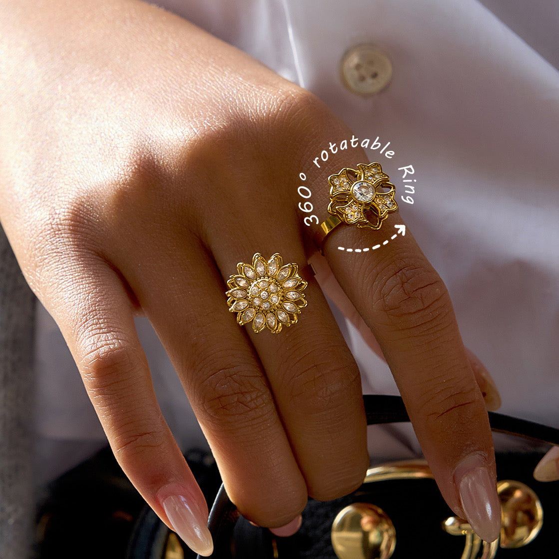 Anillo Flor Giratorio Ajustable