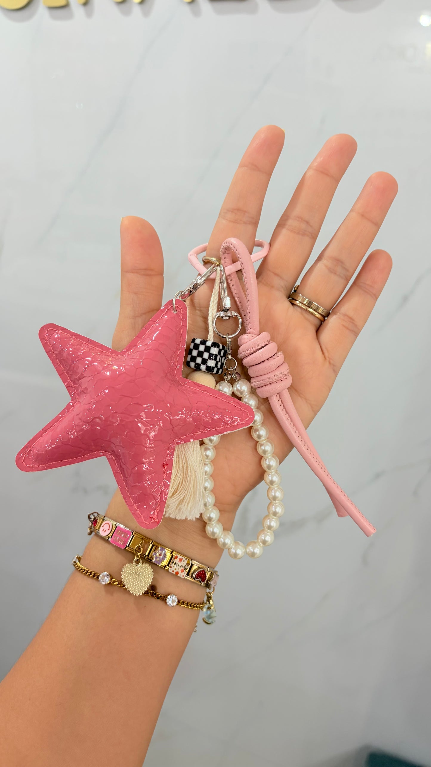 Llavero Maxi Estrella Rosa