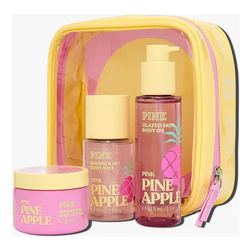 Set Pineapple 3 Piezas Body Mist Shimmer, Body Oil Y Crema PINK