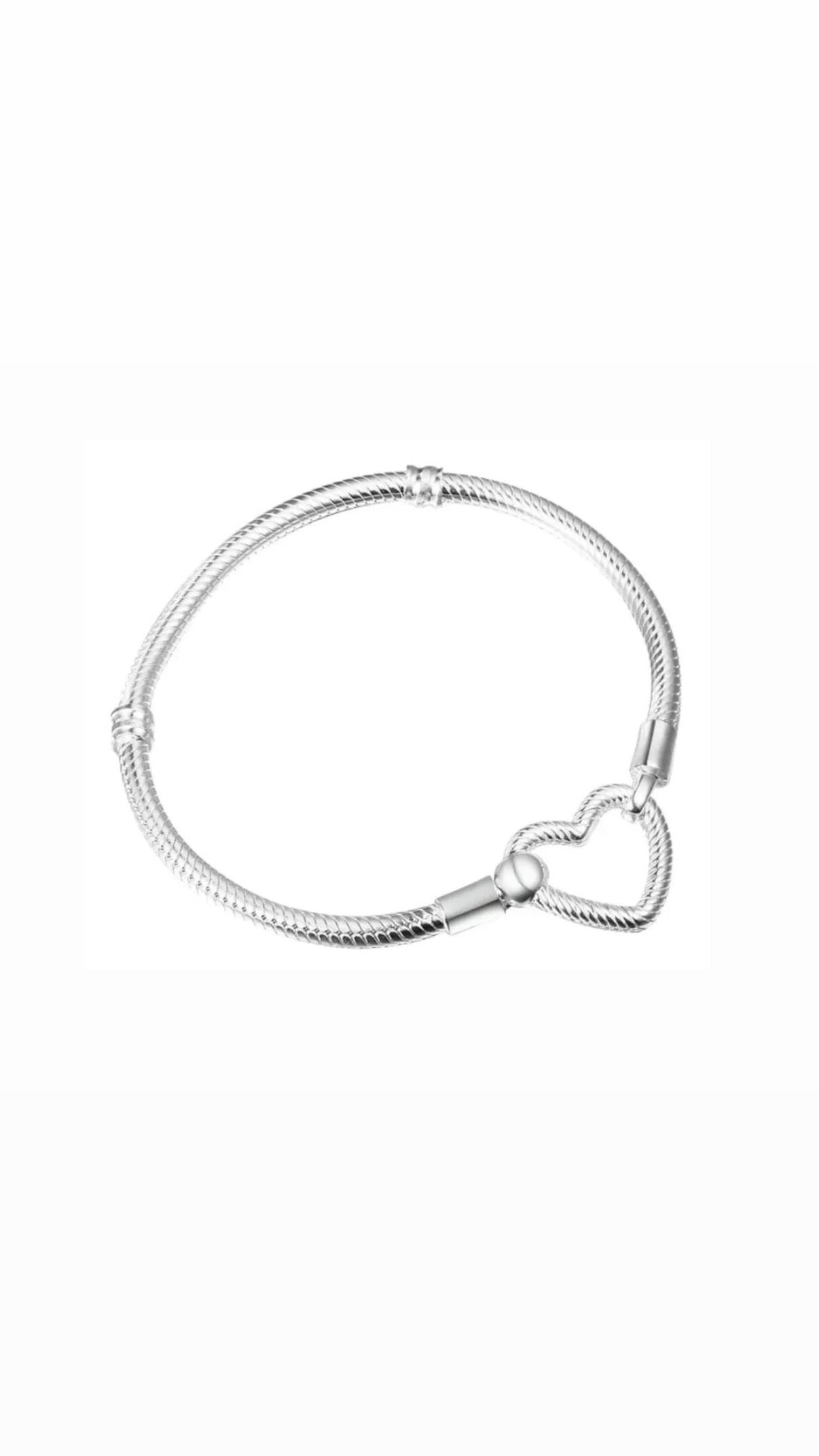 Pulsera Chapada En Plata Corazon Hueco