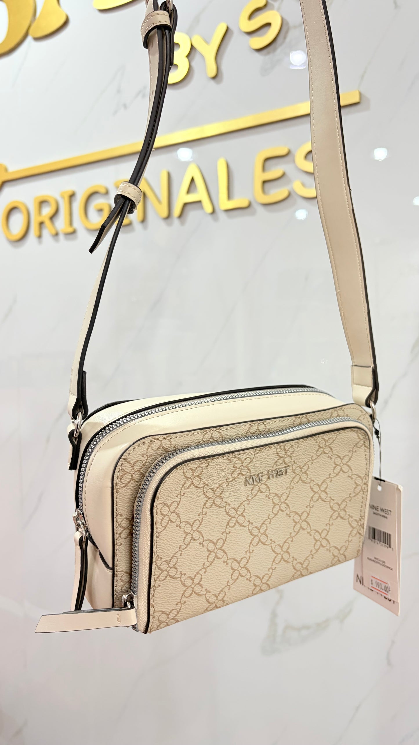 Bolsa Dama Crossbody Beige Y Blanco Nine West