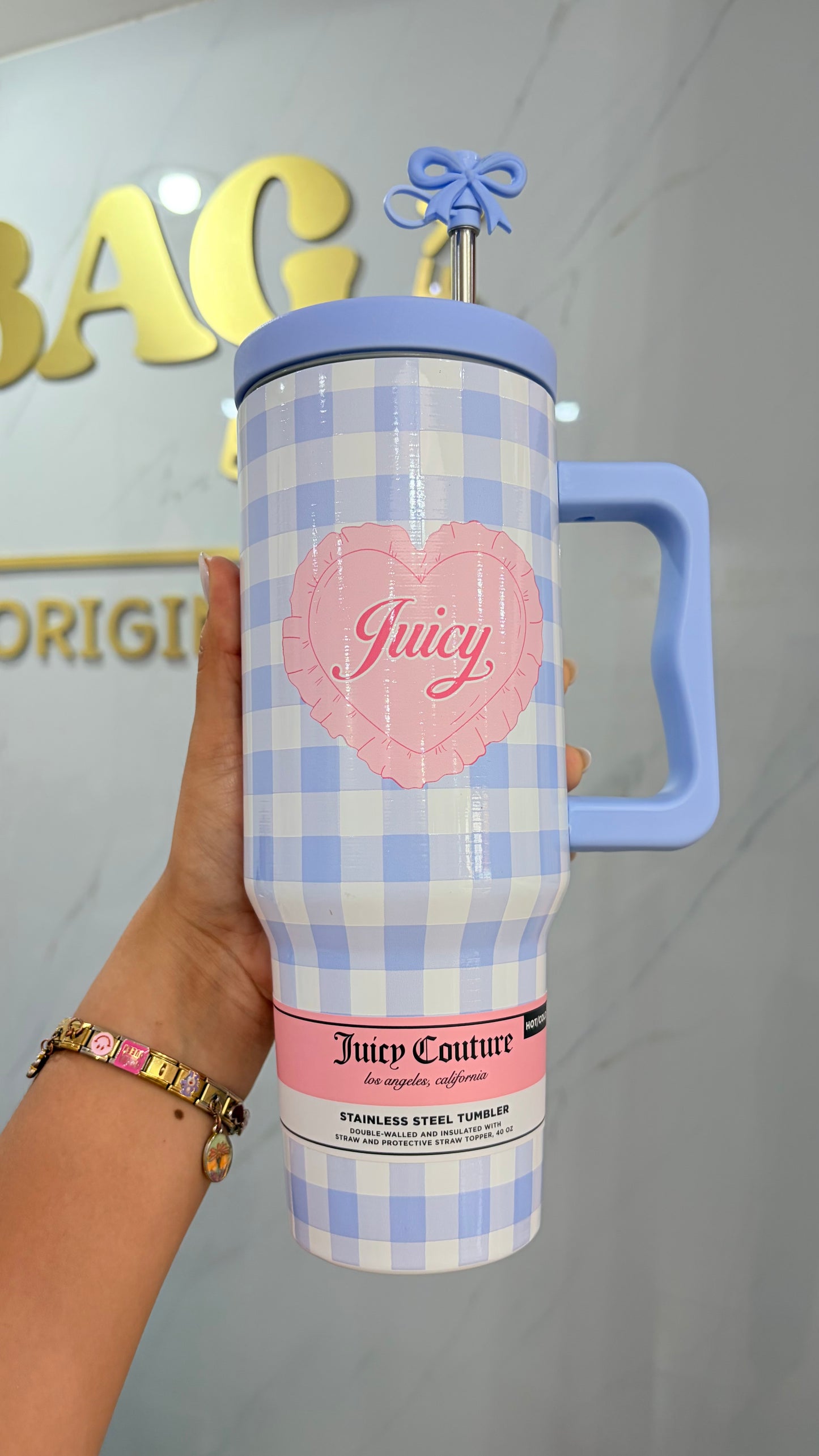 Termo Cuadros Azul Y Blanco 1180ml Juicy Couture