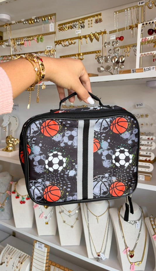 Lonchera Para Niño Negra Con Balones