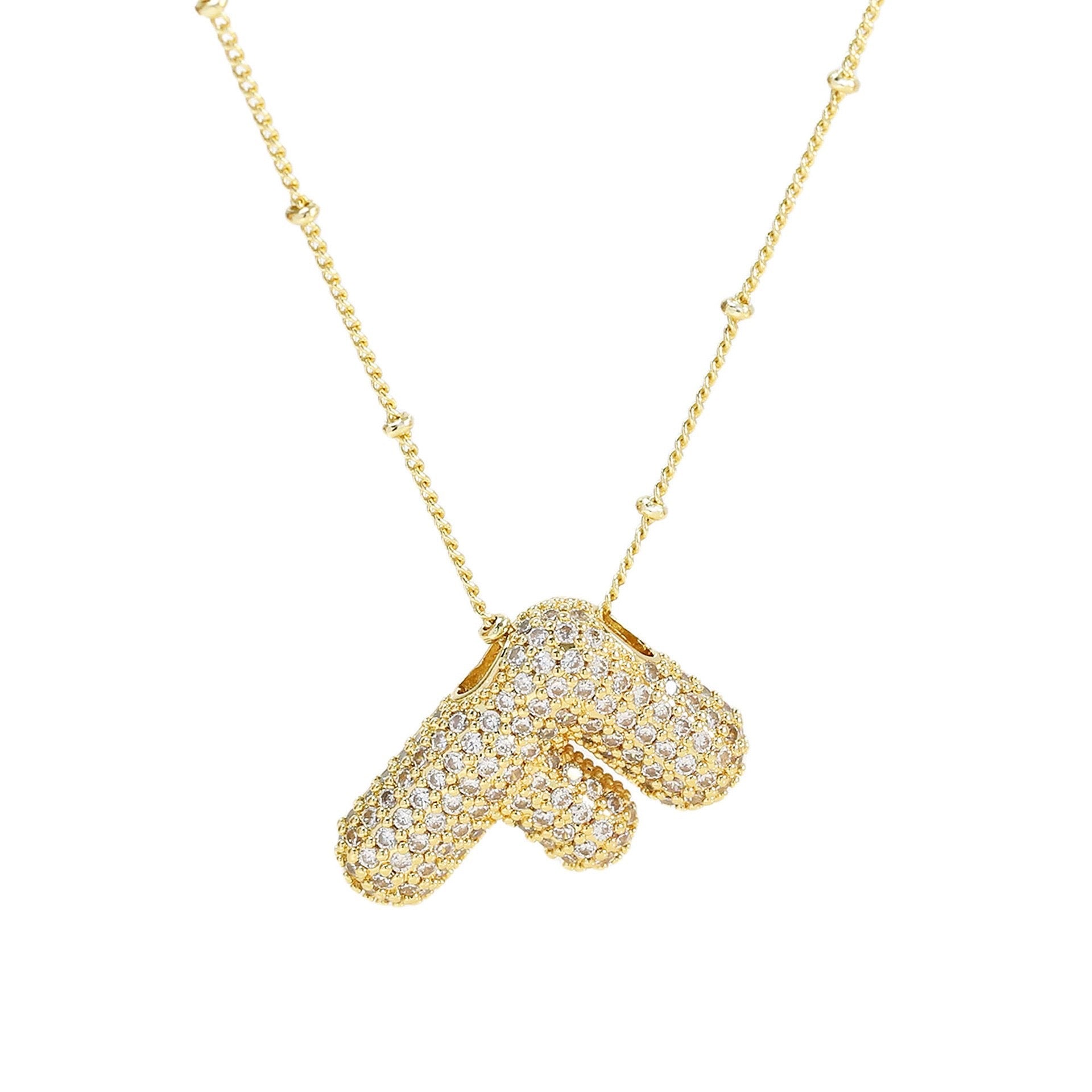 Collar Inicial Grande Brillos Oro Laminado