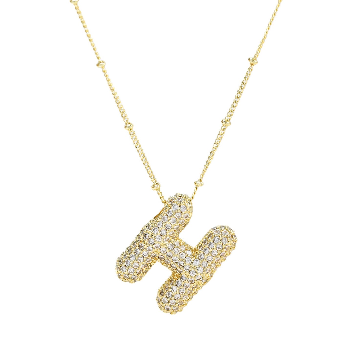 Collar Inicial Grande Brillos Oro Laminado