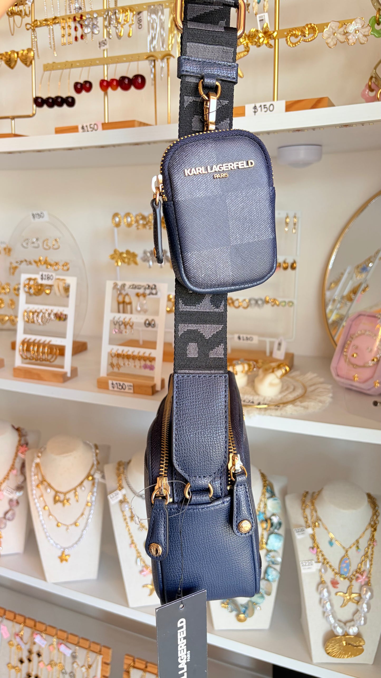 Bolsa Dama Azul Cuadros Karl Lagerfeld