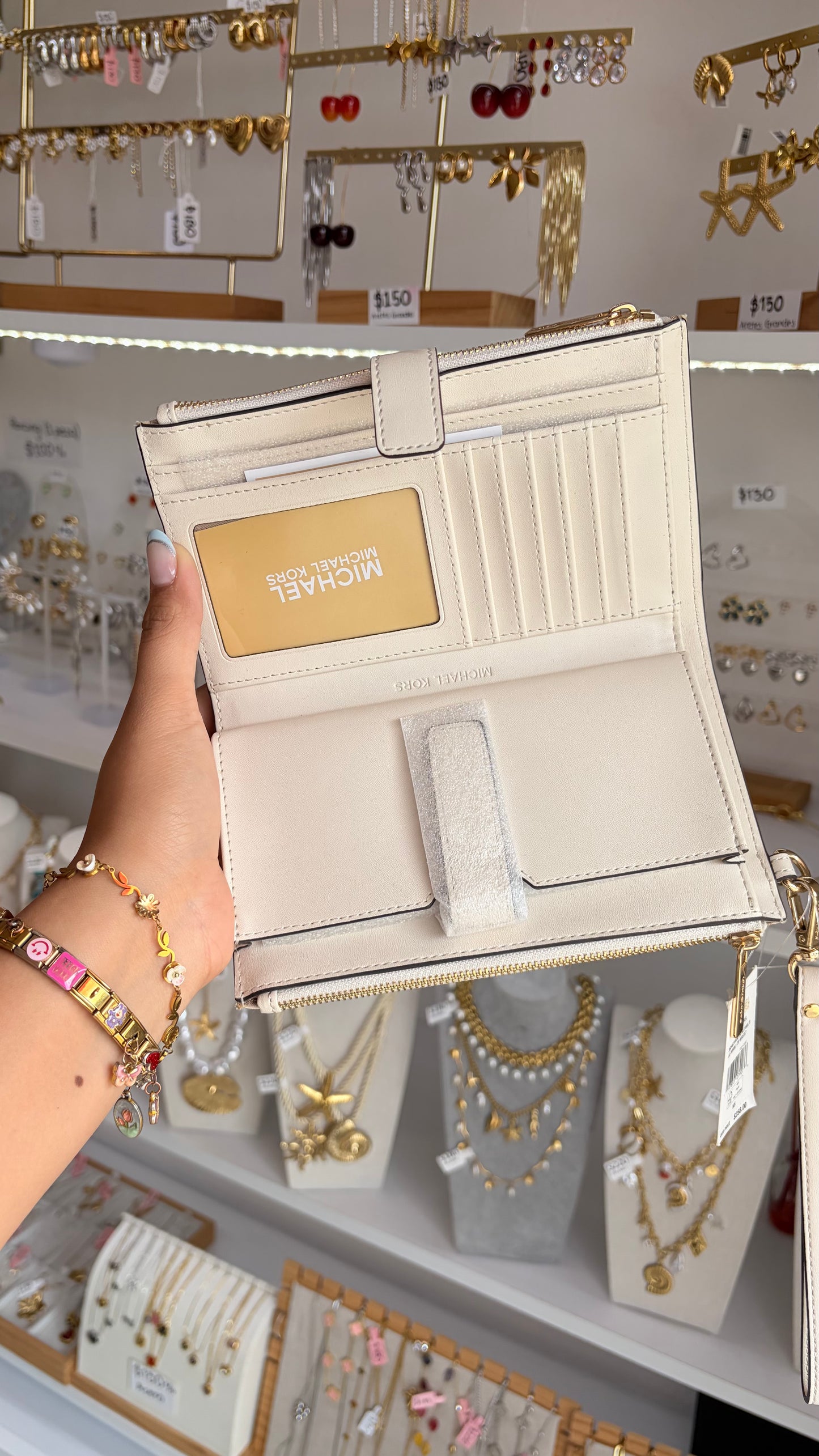 Cartera Dama Blanco Y Dorado Michael Kors