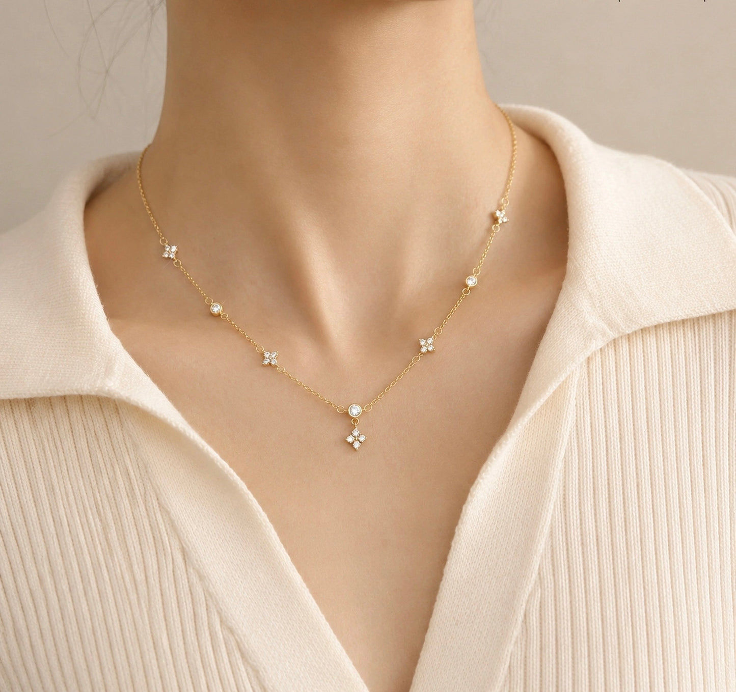 Collar Flores Con Piedras