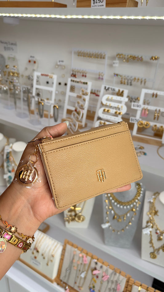 Monedero Dama Beige Y Blanco Tommy Hilfiger