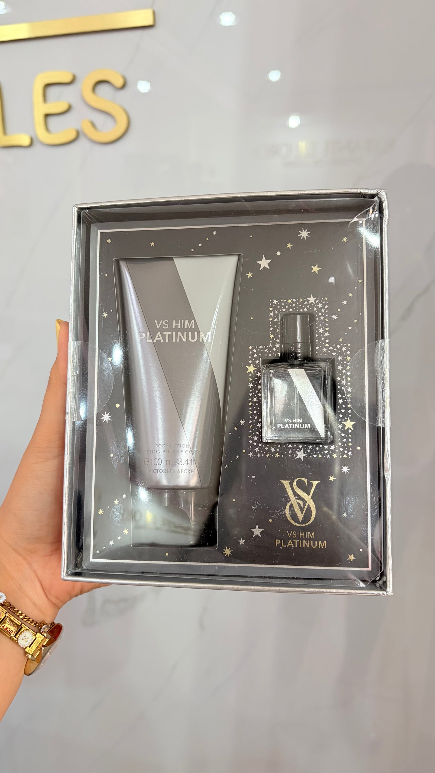 Dúo Mini Perfume 7.5ml Y Crema 100ml Him Platinum Victoria’s Secret