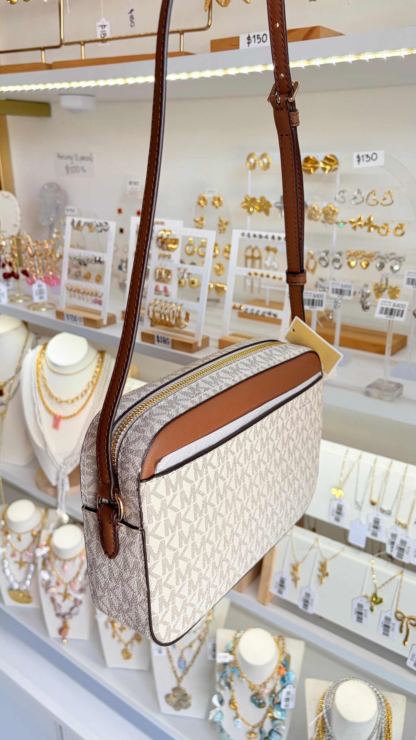 Bolsa Dama Vainilla Y Marrón Michael Kors