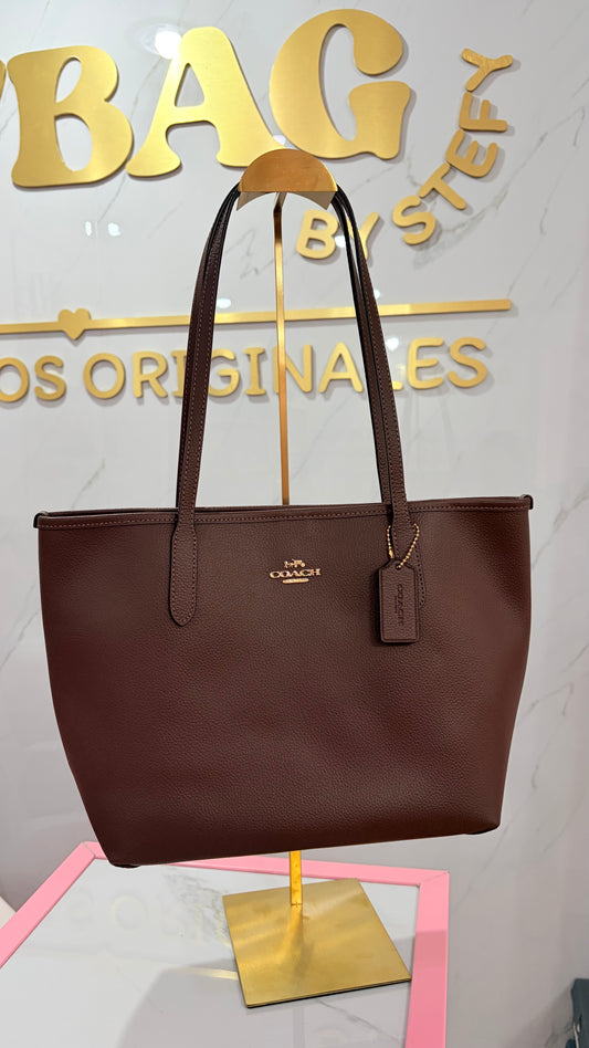 Bolsa Dama City Tote Mediana Chocolate Coach