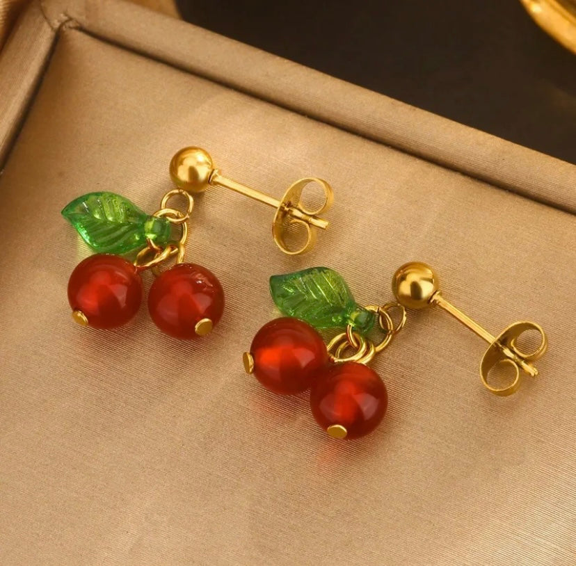 Aretes Cereza Rojo