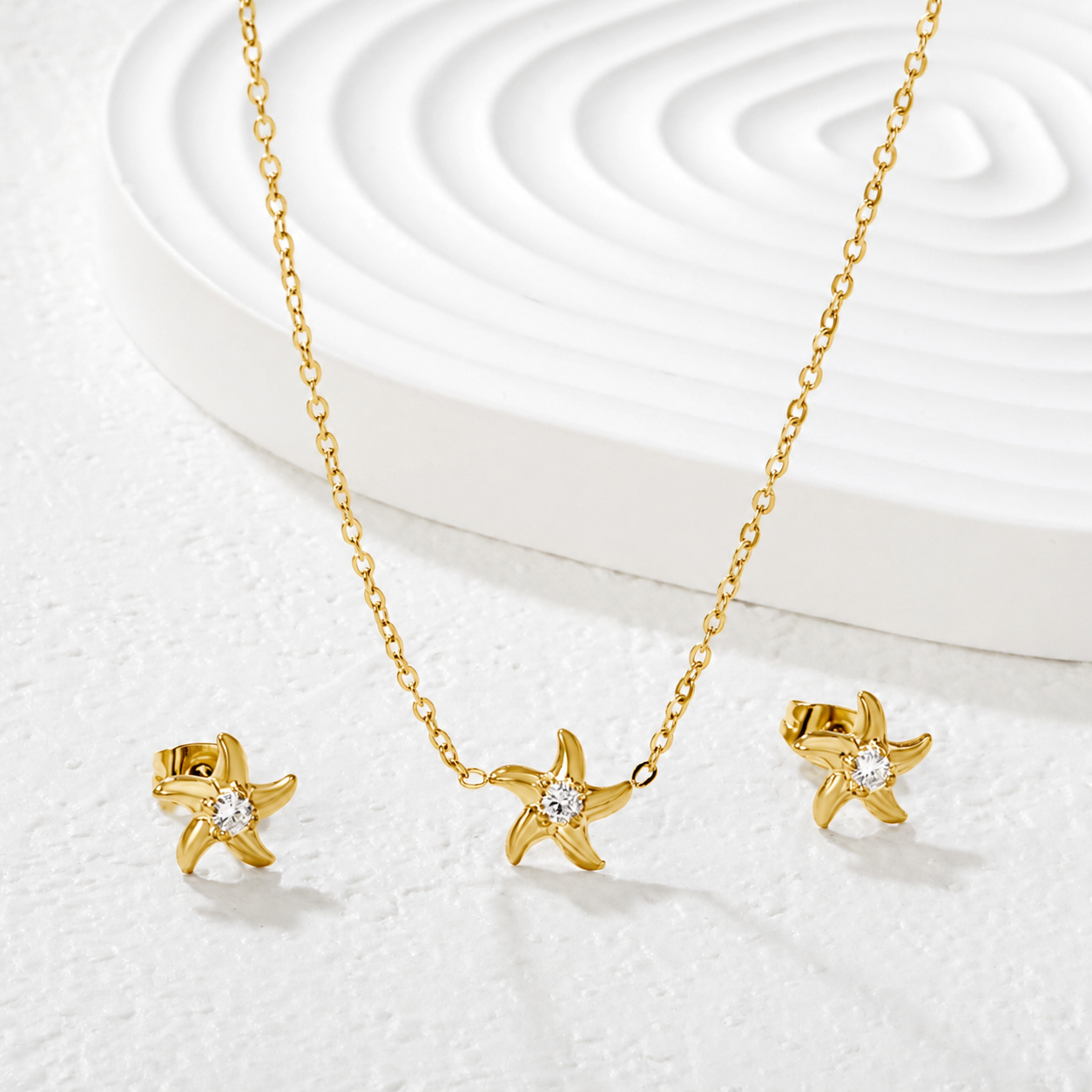 Set Collar Y Aretes Mini Estrella