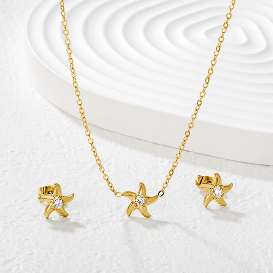 Set Collar Y Aretes Mini Estrella