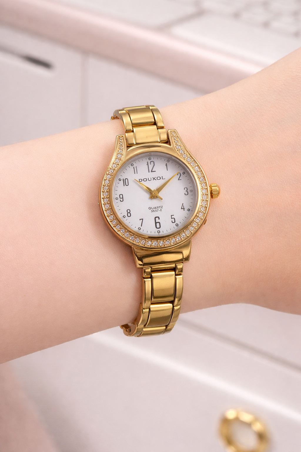 Reloj Italiano Dorado Circular Blanco