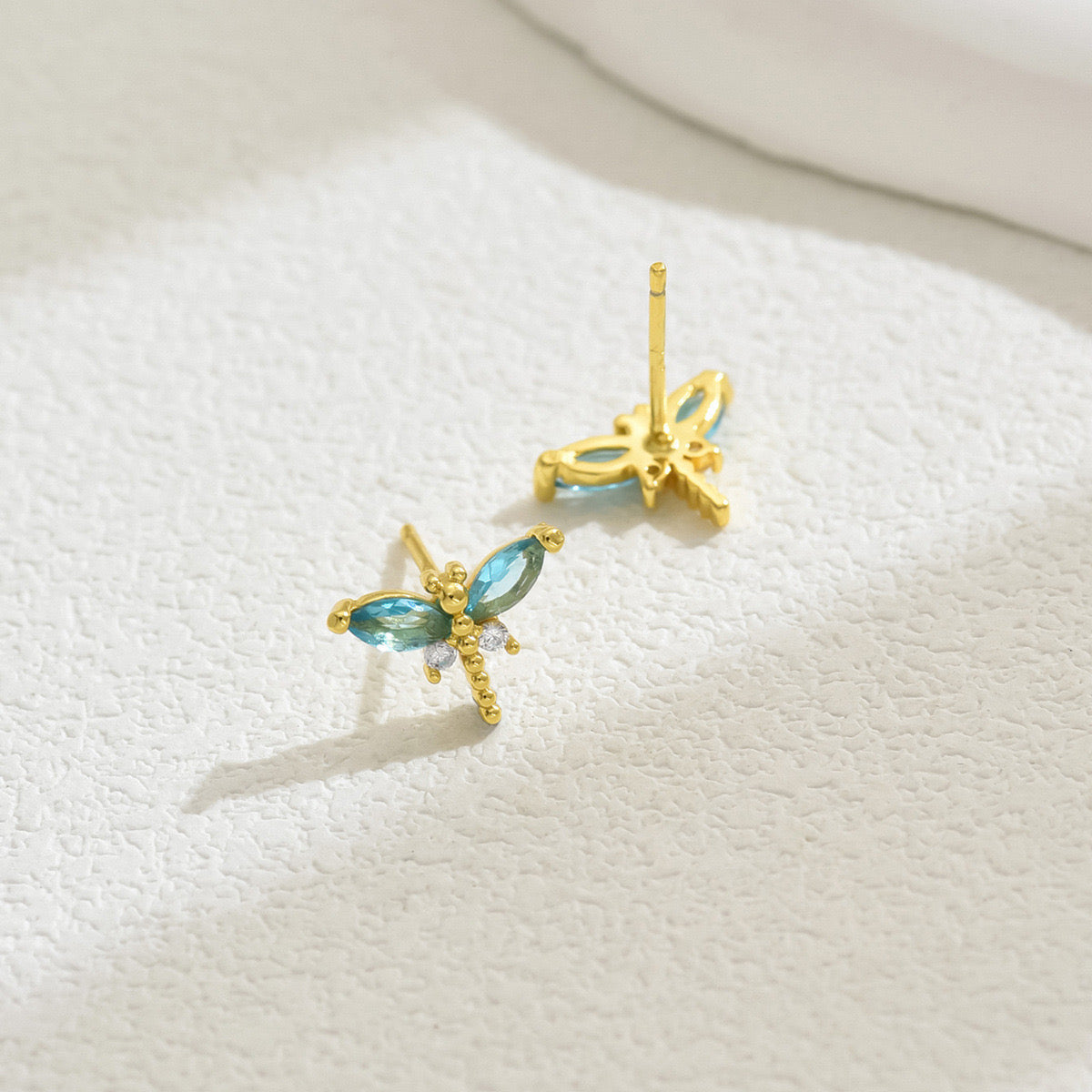 Aretes Mini Libélula Azul