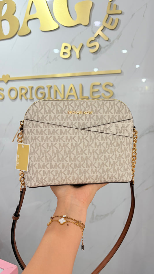 Bolsa Dama Vainilla Y Marrón Michael Kors