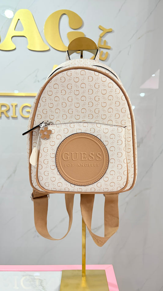 Mochila Dama Chica Blanca Y Beige Guess