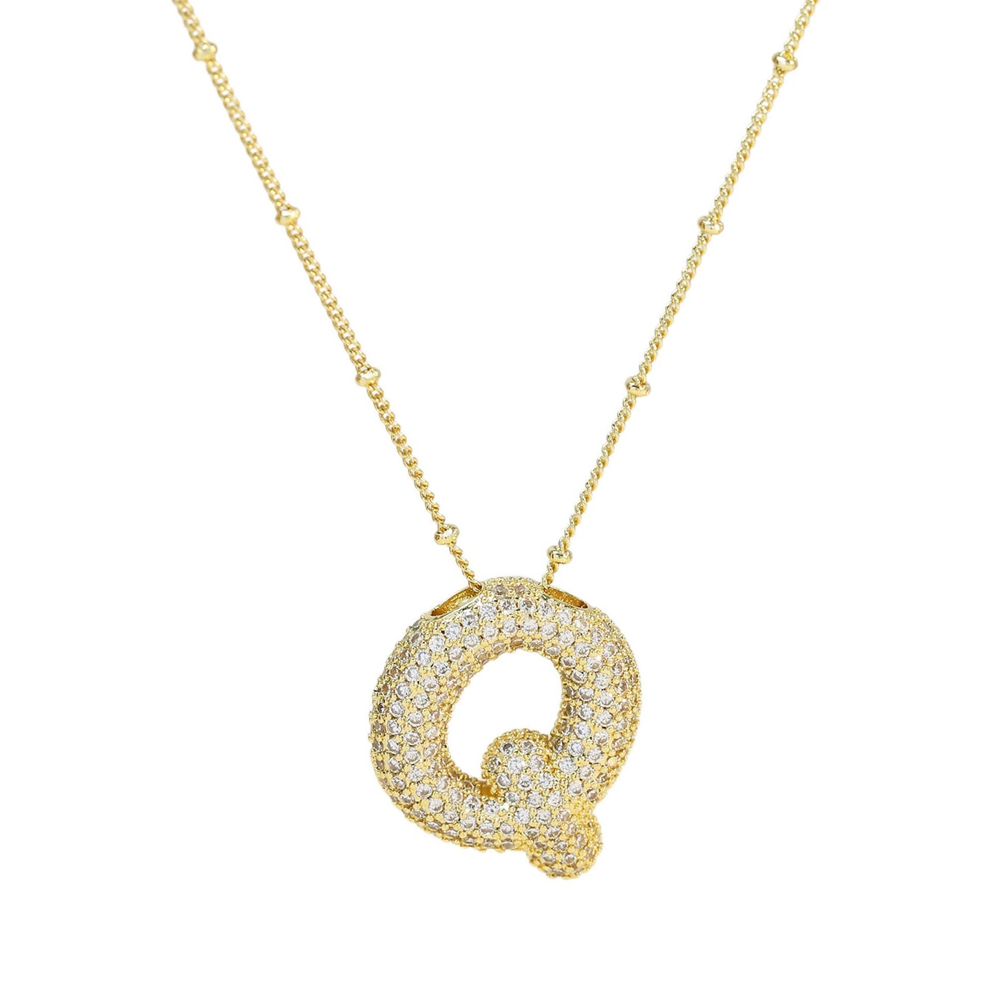 Collar Inicial Grande Brillos Oro Laminado