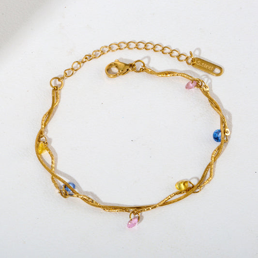 Pulsera Con Piedras Colores