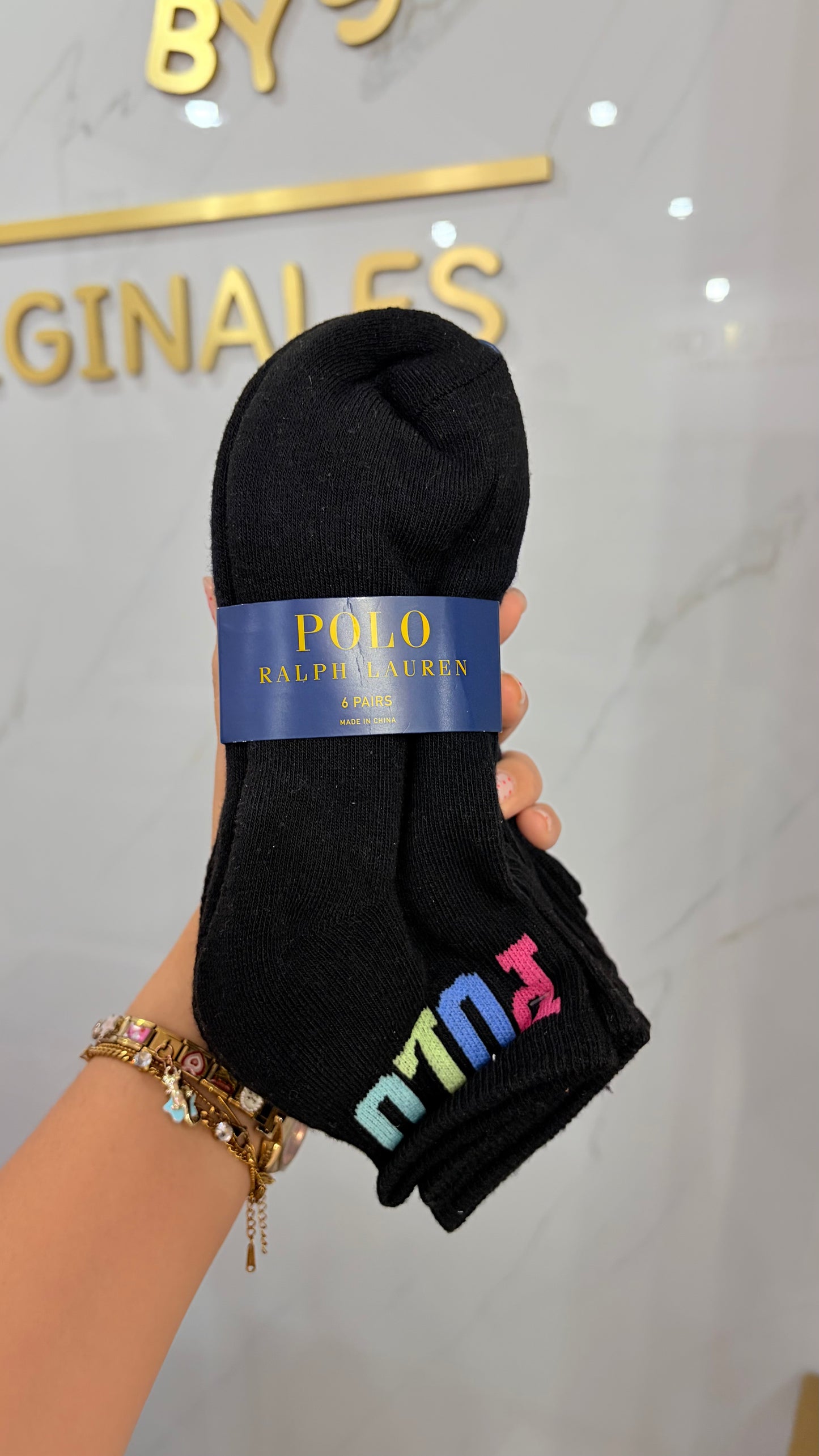 Calcetas Dama Negras Letras Colores Polo Ralph Lauren