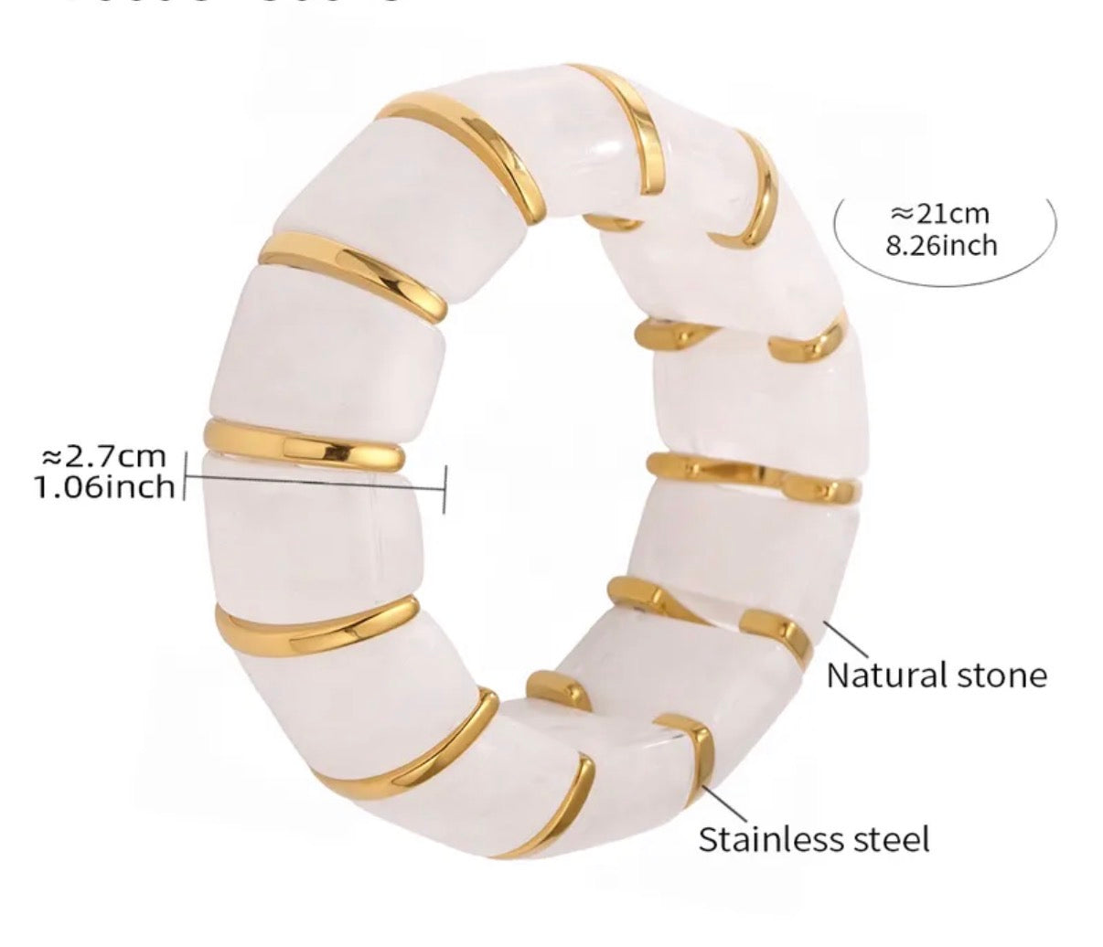 Brazalete Maxi Orugas Piedras Blancas