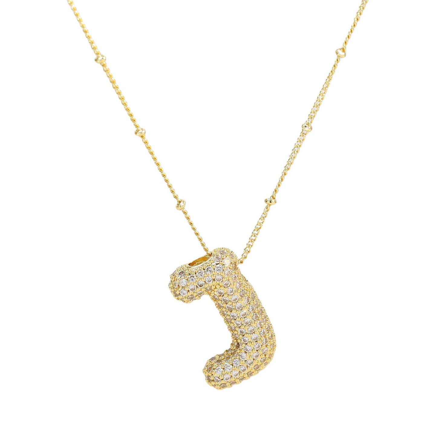 Collar Inicial Grande Brillos Oro Laminado