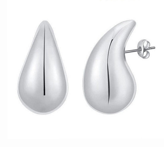 Aretes Gota Medianos Plateado