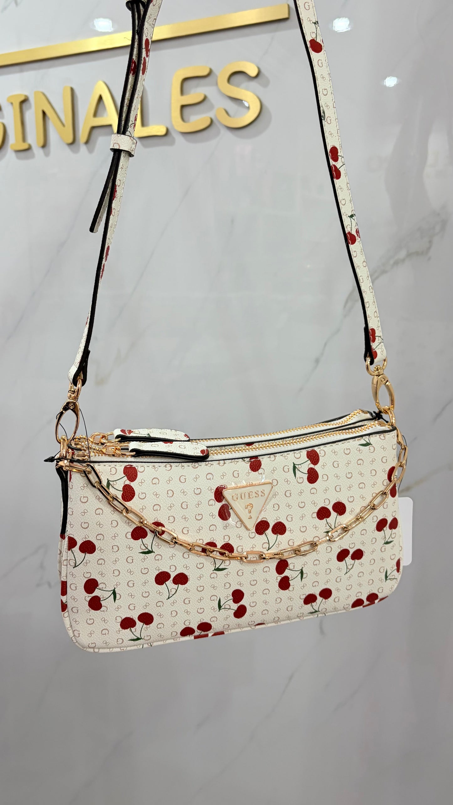 Bolsa Dama Blanco Cerezas Guess