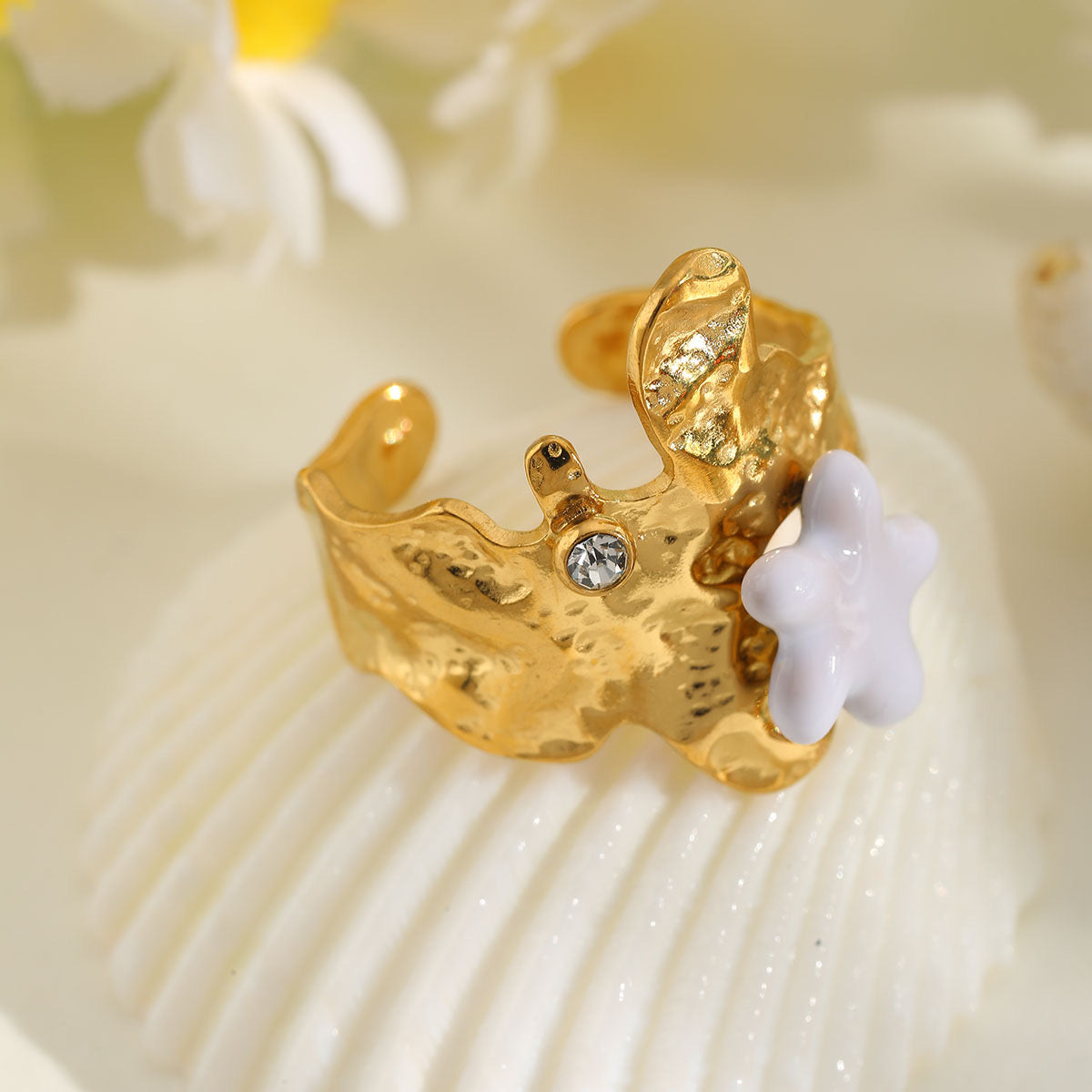 Anillo Estrella De Mar Blanca