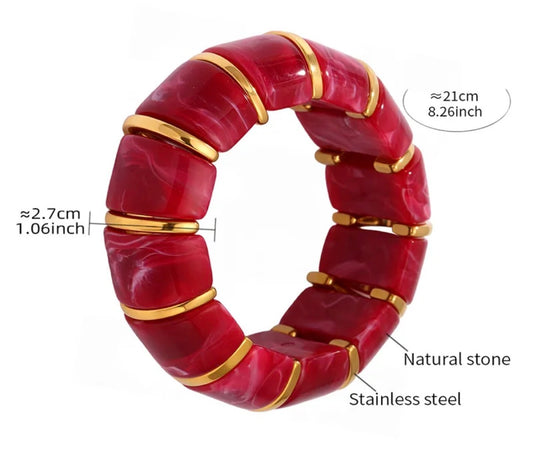 Brazalete Maxi Orugas Piedras Fucsia