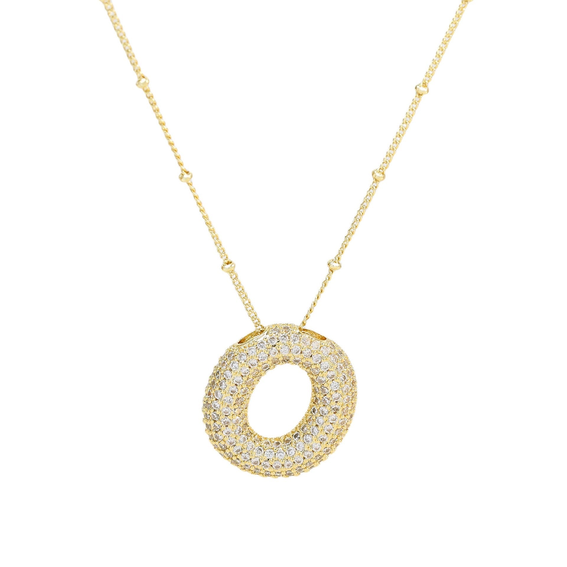 Collar Inicial Grande Brillos Oro Laminado
