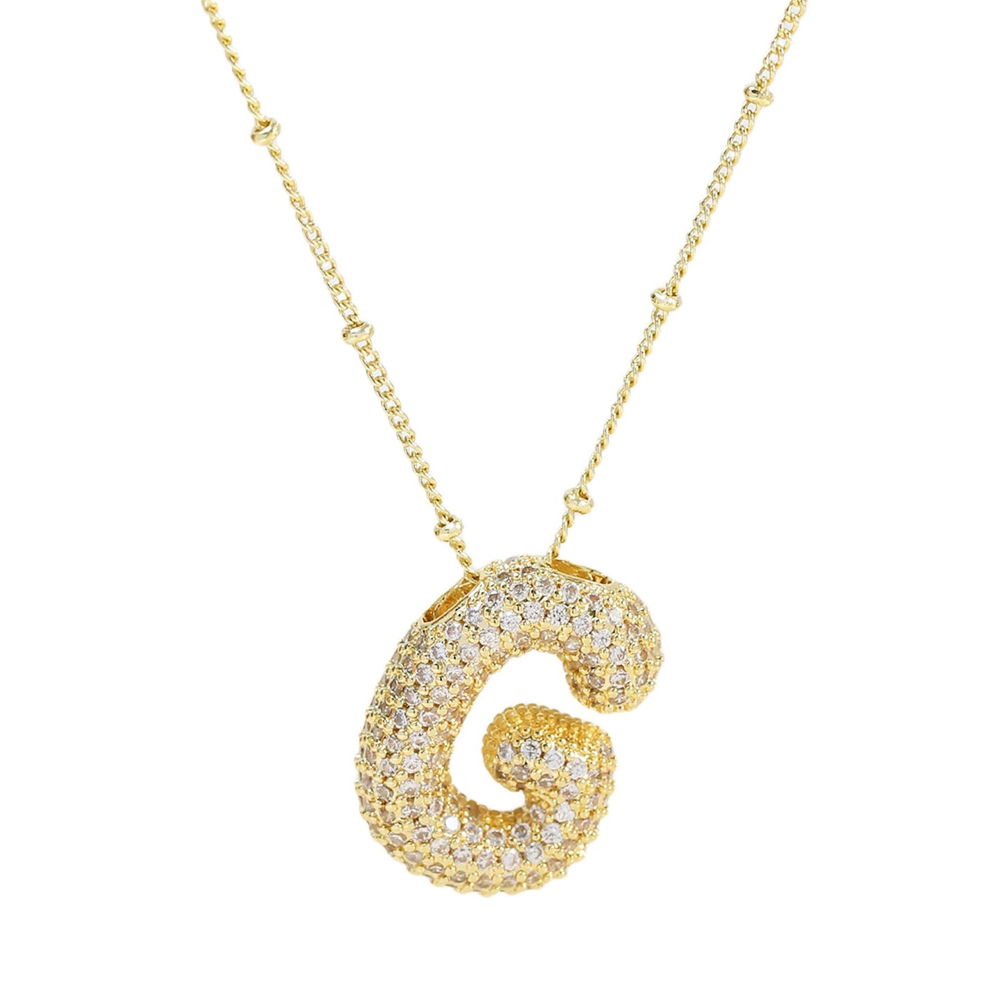 Collar Inicial Grande Brillos Oro Laminado
