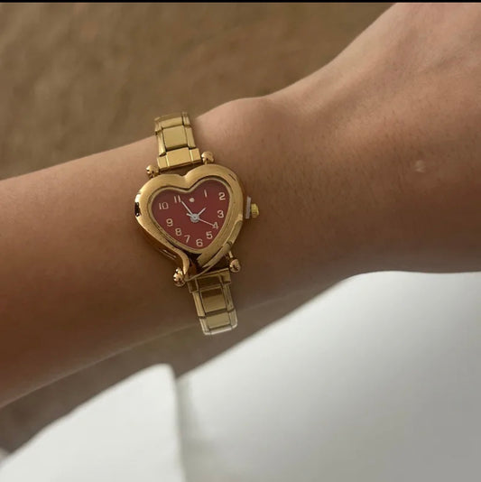 Reloj italiano dorado Corazón Rojo