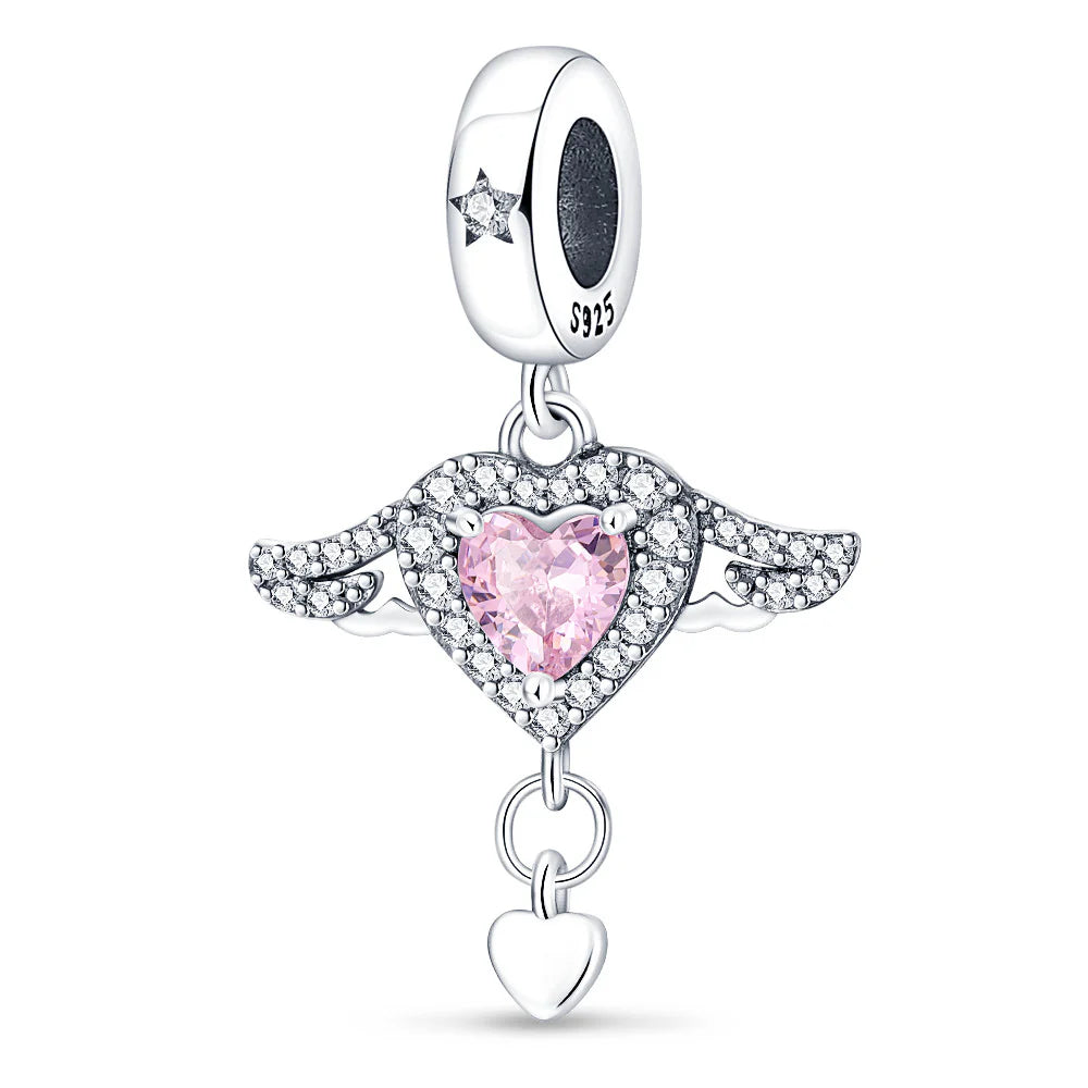 Charm Chapado Corazón Rosa Alas