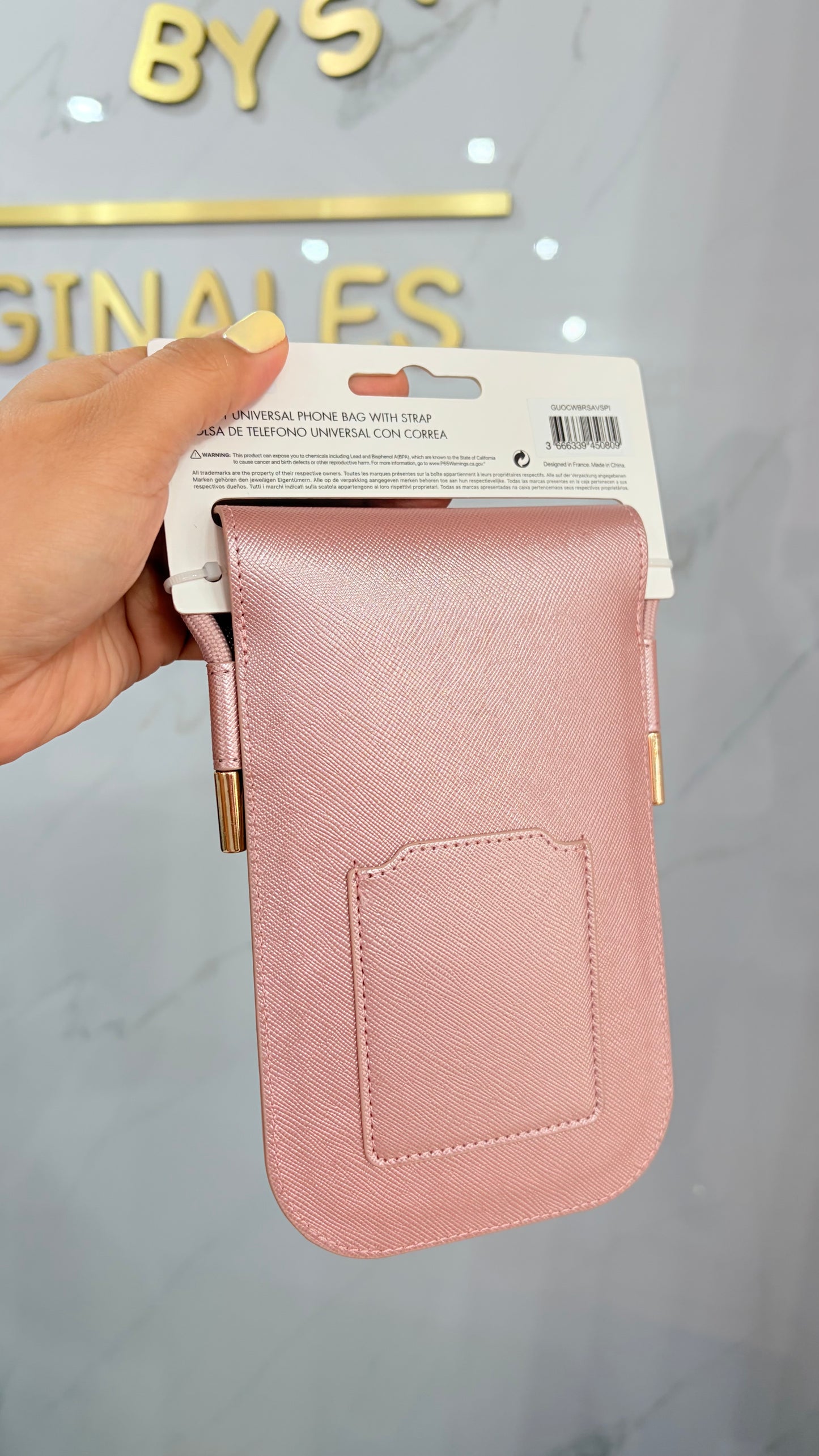 Bolsa Dama Crossbody Celular Rosa Metálico Guess