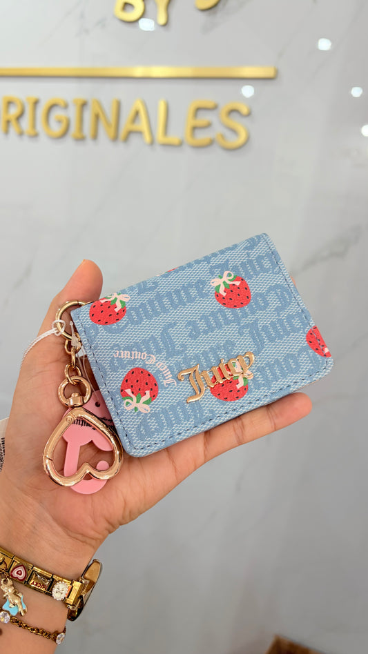 Tarjetero Dama Azul Con Fresas🍓 Juicy Couture
