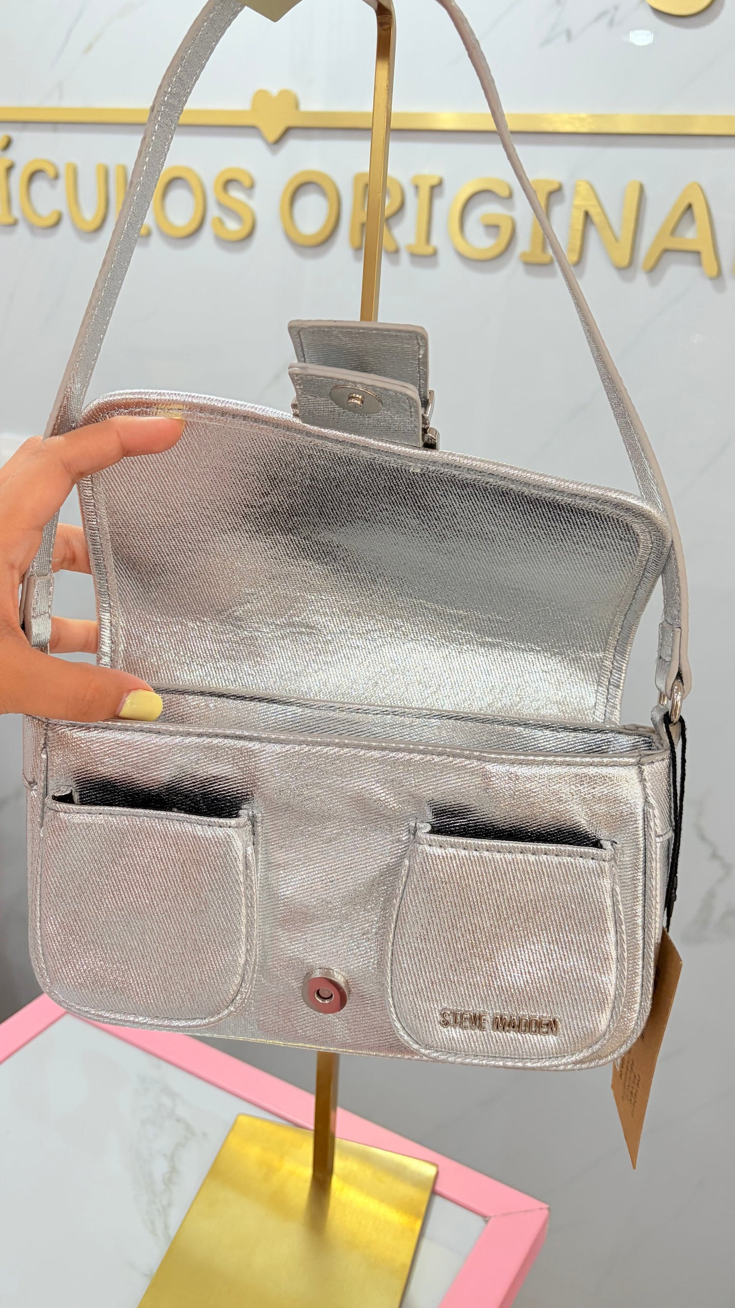 Bolsa Dama Plateada Steve Madden