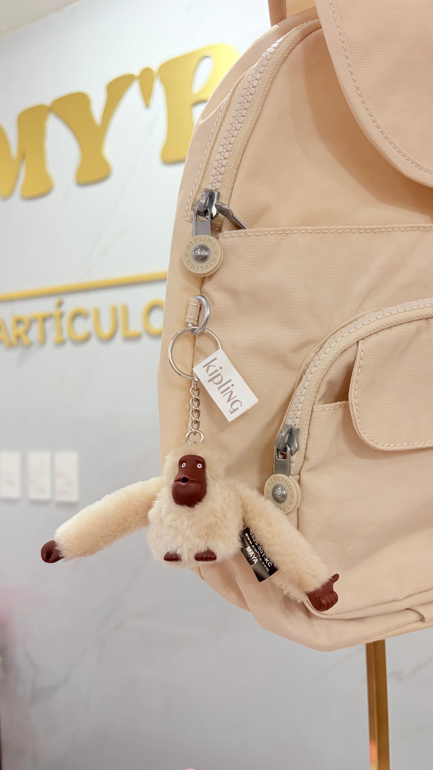 Mochila Unisex Beige Chica Kippling