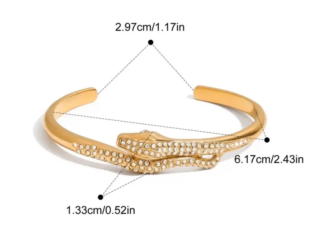 Brazalete Serpiente Piedras Blancas