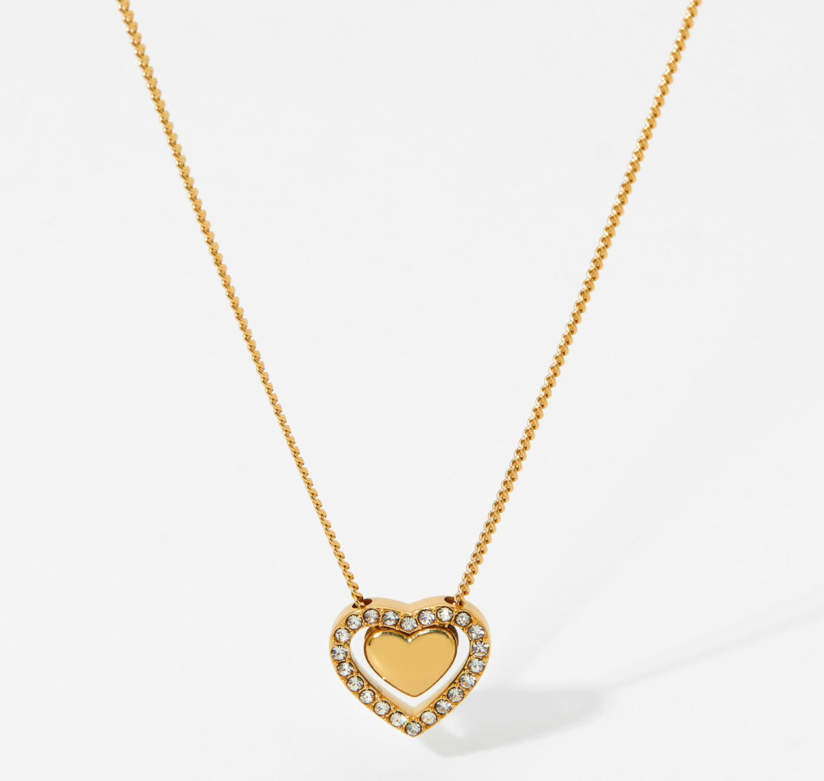 Collar Corazón Blanco Con Piedras Blancas