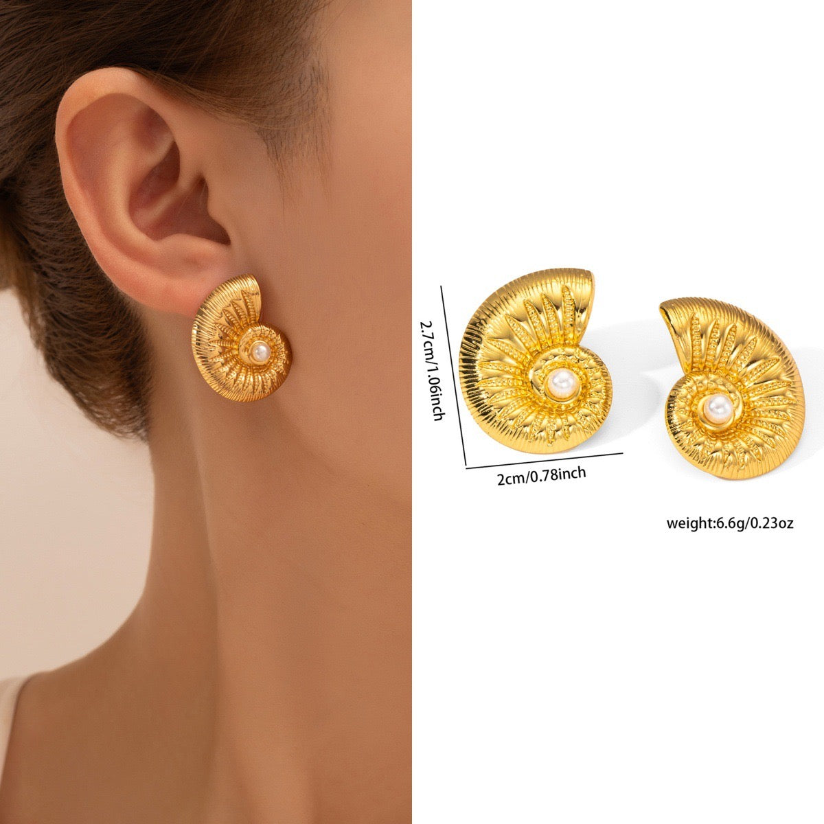Aretes Caracol Y Perla