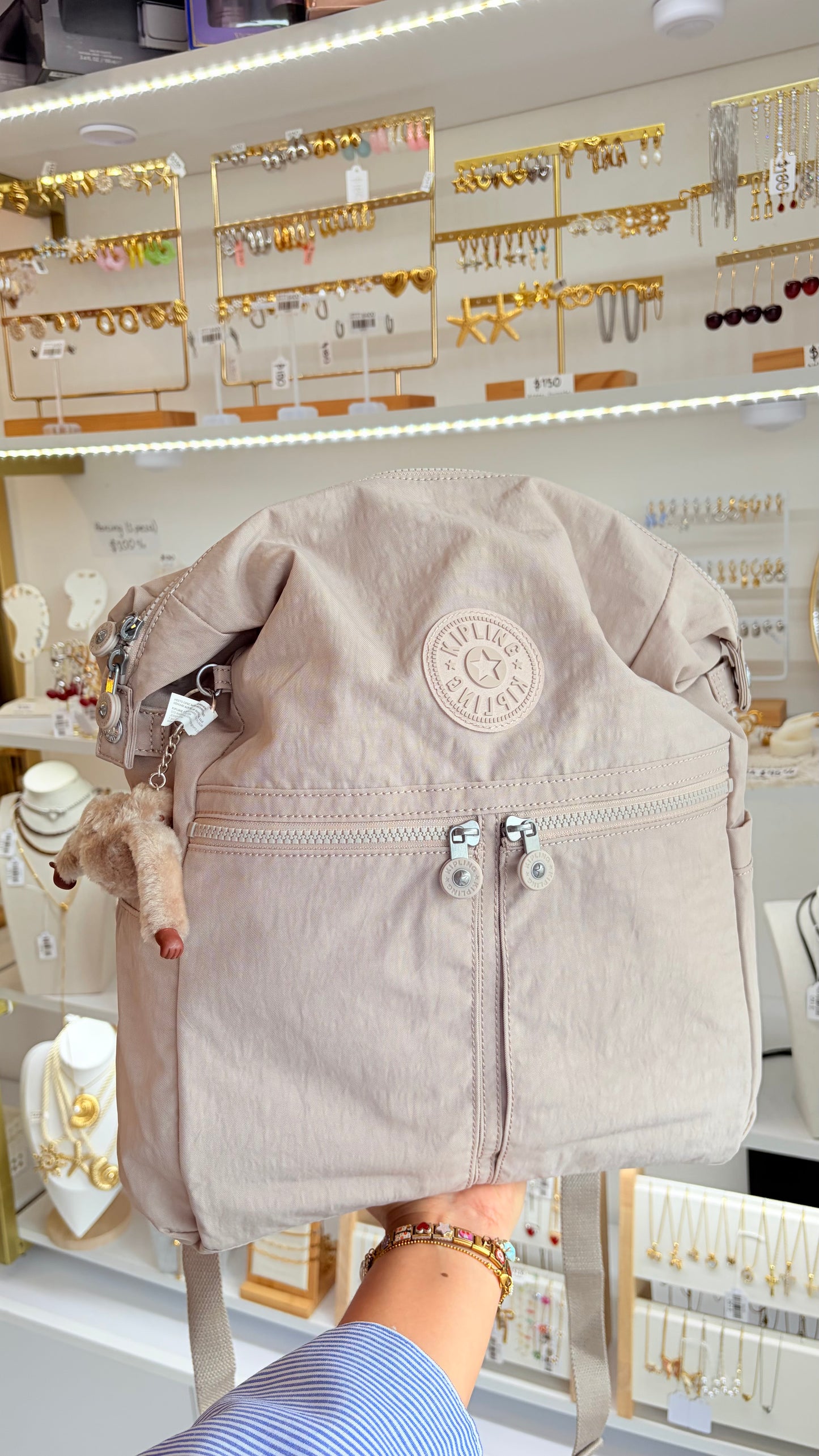 Mochila Unisex Beige Grande Kippling