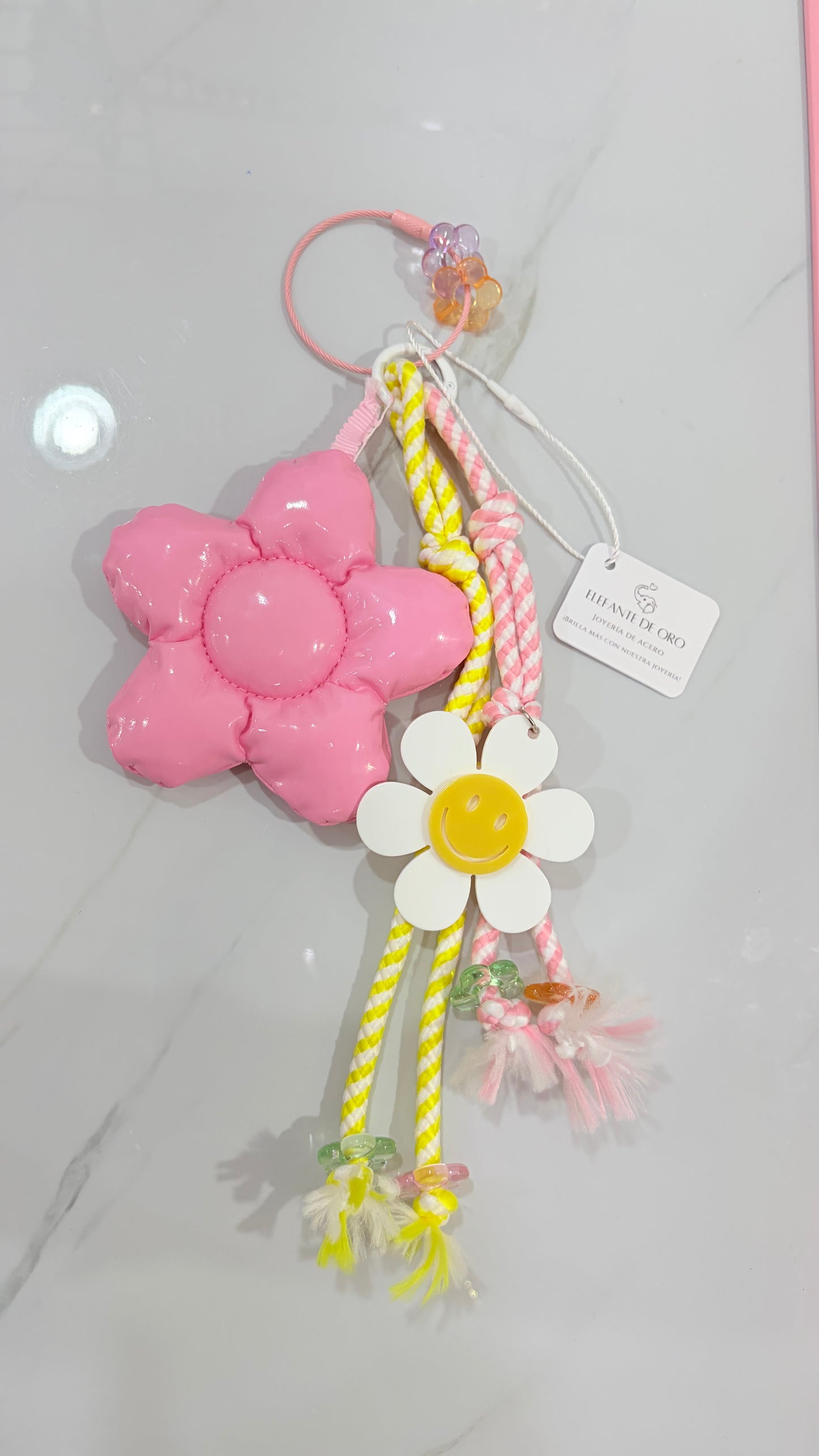 Llavero Maxi Flor Rosa Globo