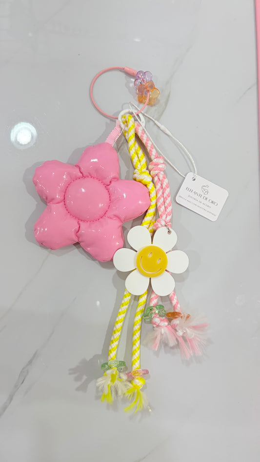 Llavero Maxi Flor Rosa Globo