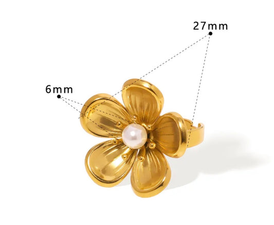 Anillo Flor Y Perla