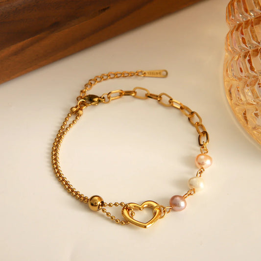 Pulsera Corazón Con Perlas De Colores